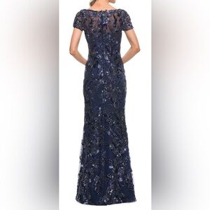 LA FEMME 30375 - Wm’s  Beaded Sheath Gown Dress - In Navy - Sz: 12.